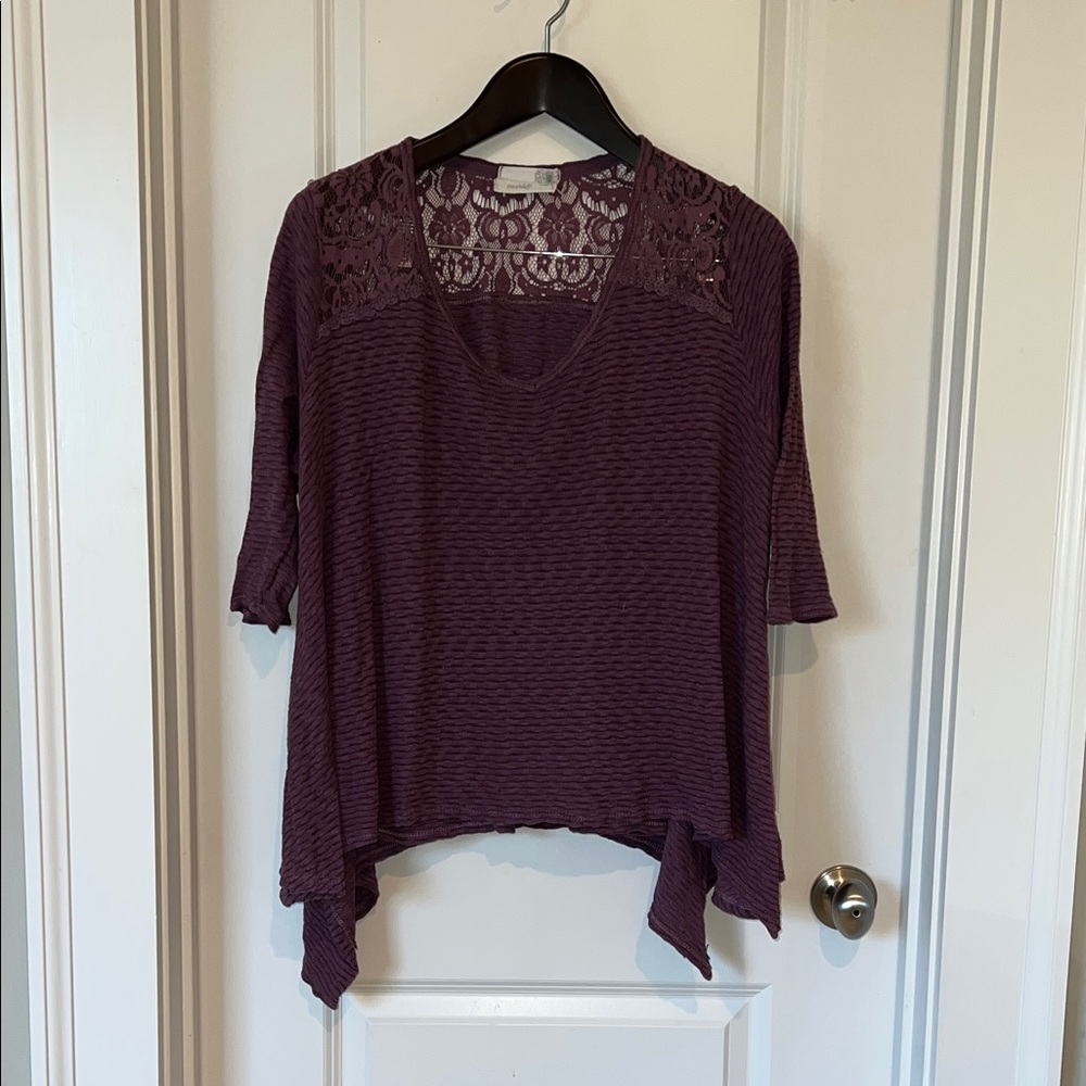 Everleigh Plum Lace Accent Blouse, size L